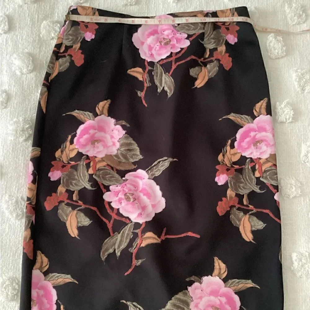 Philosophy pencil skirt XS stretch pastel floral pink, black